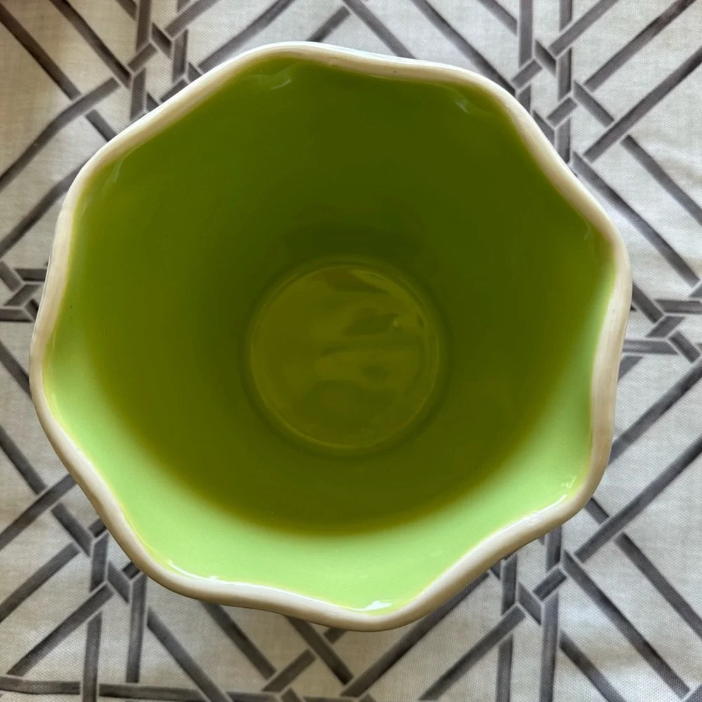 Crate&Barrel Two-Tone Blue Green Pot 6”